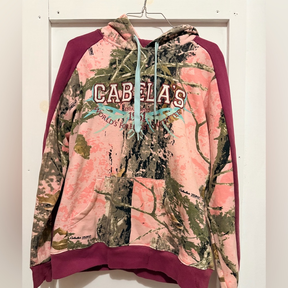 Cabela's Pink and Green Camo Sweatshirt